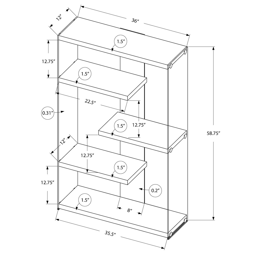 -ONLINE ONLY Glossy White Wide Bookcase w/Tempered Glass - Image 3