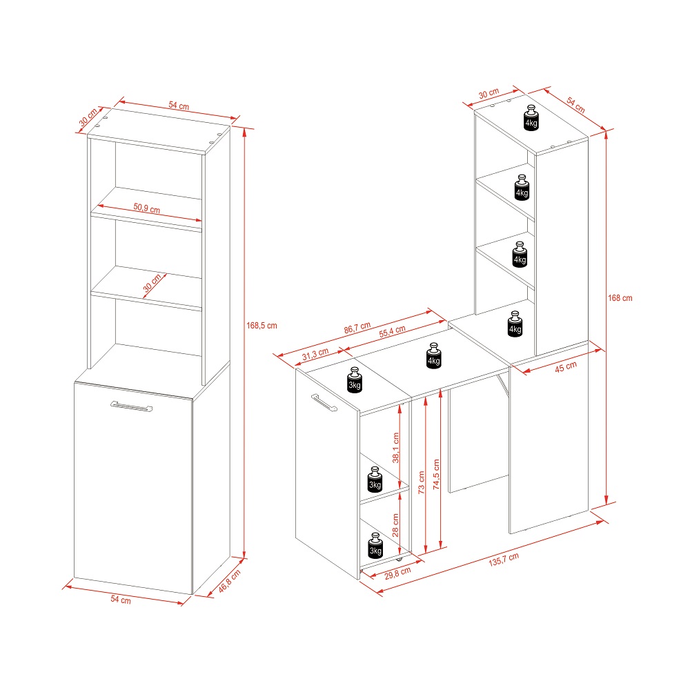 Black Multifunction Desk/Bookcase - Image 3