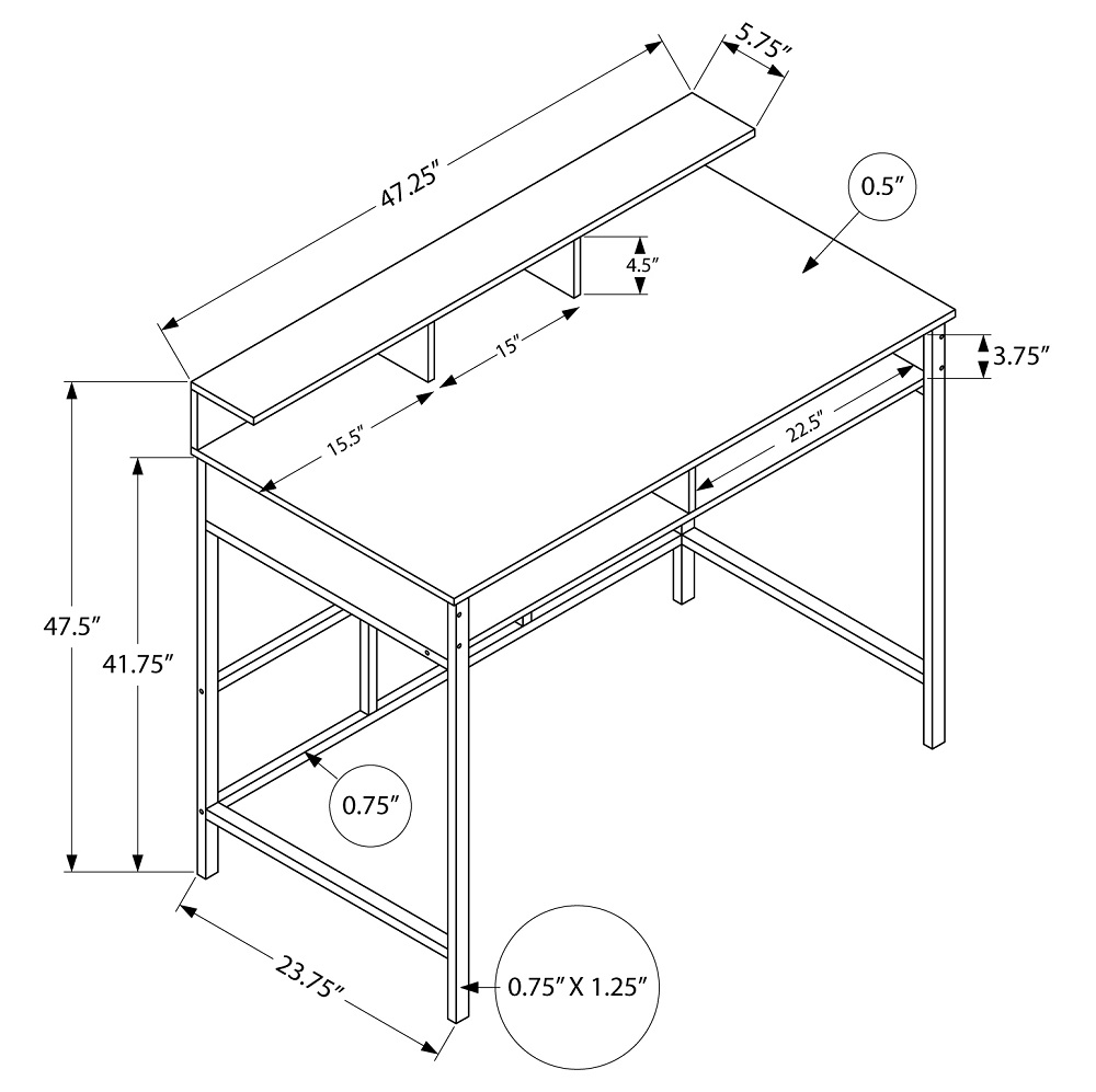 -ONLINE ONLY Black Standing Height Computer Desk - Image 3