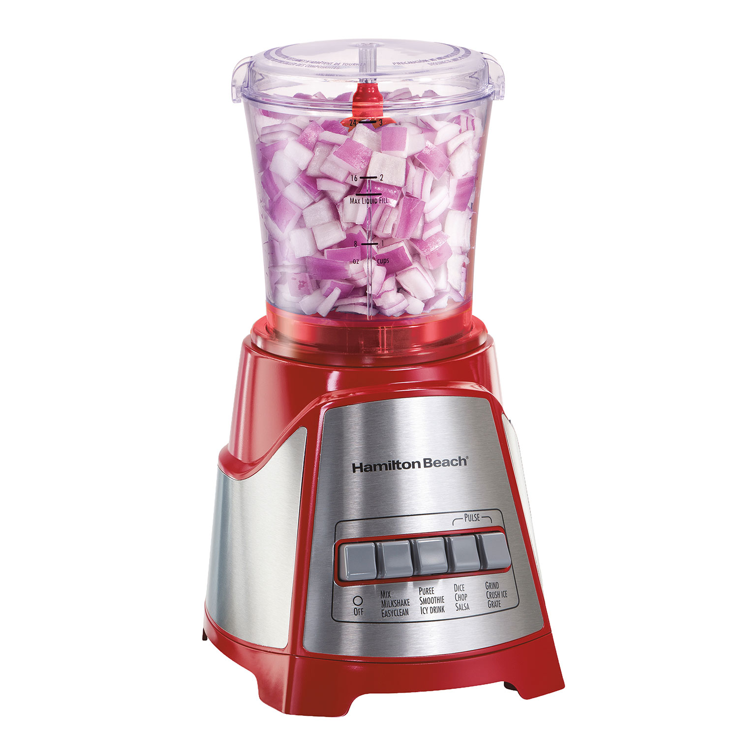 3 Cup Blender w/12 Functions, Glass Jar & Chopper 700W Red - Hamilton Beach - Image 2