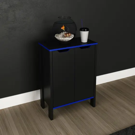 -ONLINE ONLY Gamer Cabinet Black-Blue - Image 3