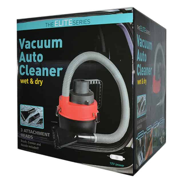 Vacuum auto cleaner box for wet and dry cleaning, with 3 attachment heads.