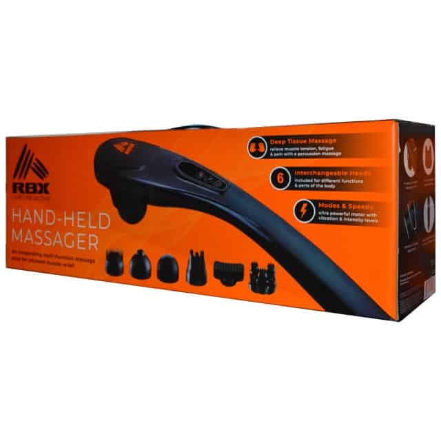 Wireless handheld massage device for relaxation and muscle relief.