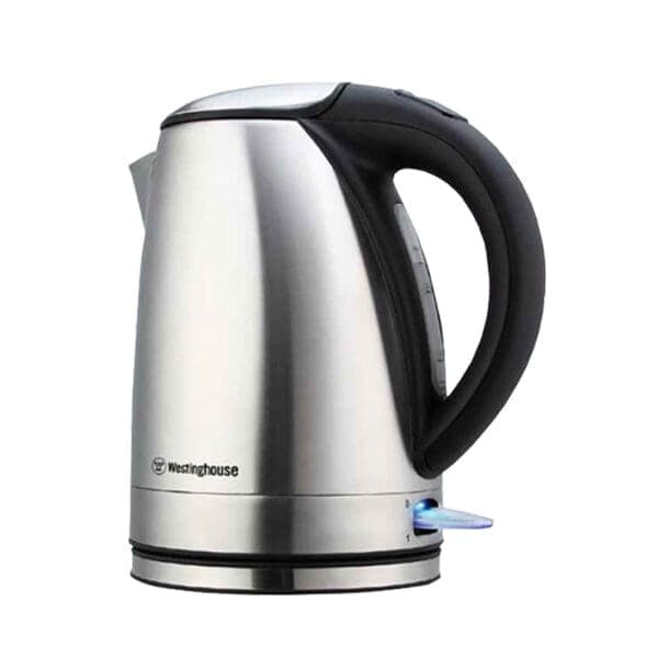 Stainless steel electric kettle for kitchen use, food-grade appliance, Modern design, compact and durable.
